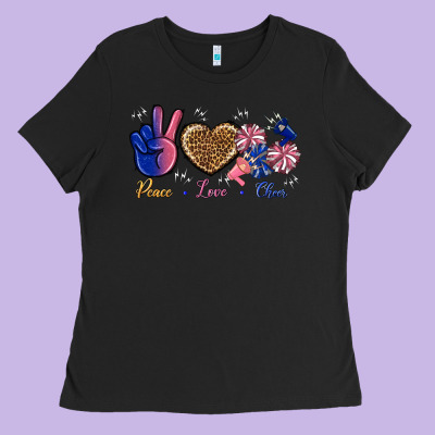 Peace Love Cheer Ladies Tee Designed By Bundleandbundleshop