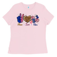 Bubblegum Pink Peace Love Cheer Ladies Tee - BundleAndBundleShop