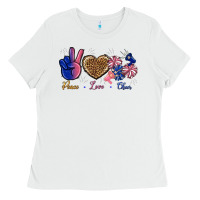 White Peace Love Cheer Ladies Tee - BundleAndBundleShop
