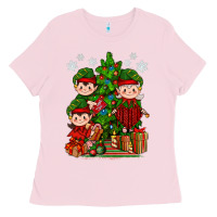 Bubblegum Pink Mimi Elf, Mama Elf, Child Elf Christmas Ladies Tee - BundleAndBundleShop