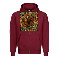 Burgundy safari animals turquoise glitter seamless pattern Zipper Hoodie - BundleAndBundleShop
