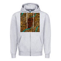 Heather Grey safari animals turquoise glitter seamless pattern Zipper Hoodie - BundleAndBundleShop