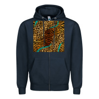 Navy safari animals turquoise glitter seamless pattern Zipper Hoodie - BundleAndBundleShop
