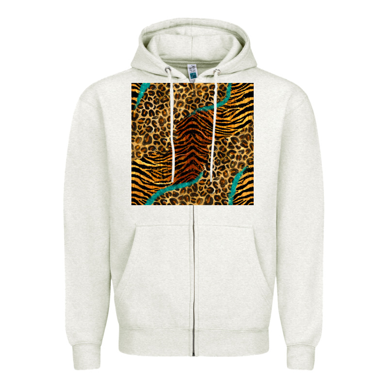 Safari Animals Turquoise Glitter Seamless Pattern Zipper Hoodie by BundleAndBundleShop | Teevron