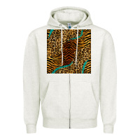 Oatmeal Heather safari animals turquoise glitter seamless pattern Zipper Hoodie - BundleAndBundleShop