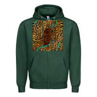 Sports Green safari animals turquoise glitter seamless pattern Zipper Hoodie - BundleAndBundleShop