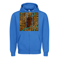 True Royal safari animals turquoise glitter seamless pattern Zipper Hoodie - BundleAndBundleShop
