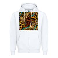 White safari animals turquoise glitter seamless pattern Zipper Hoodie - BundleAndBundleShop