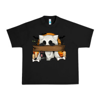 Black Personalized Halloween Ghost Cat Urban Heavy Tee - texasbilliewilder