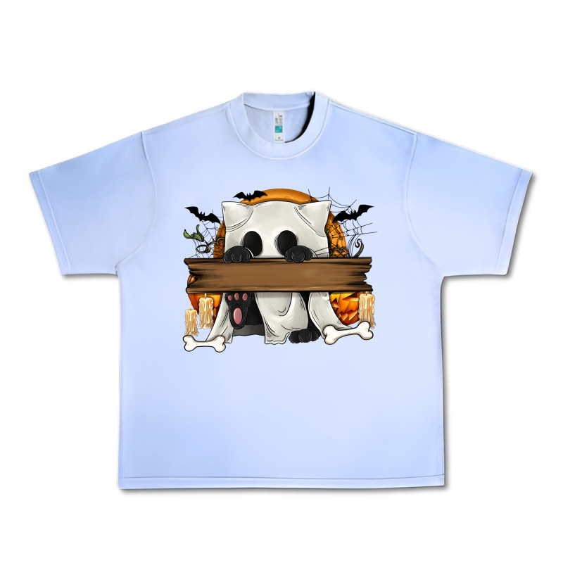 Personalized Halloween Ghost Cat Urban Heavy Tee by texasbilliewilder | Teevron