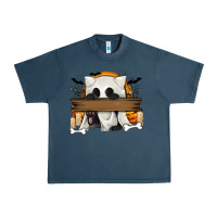 Midnight Navy Personalized Halloween Ghost Cat Urban Heavy Tee - texasbilliewilder