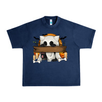 Navy Personalized Halloween Ghost Cat Urban Heavy Tee - texasbilliewilder