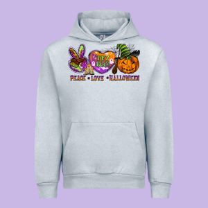 Peace Love Halloween Urban Hoodie Designed By Barkaloodesign