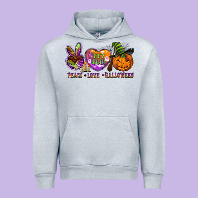 Peace Love Halloween Urban Hoodie Designed By Barkaloodesign