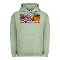 Pigment Oil Green peace love halloween Urban Hoodie - BarkalooDesign