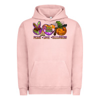 Pigment Salmon peace love halloween Urban Hoodie - BarkalooDesign