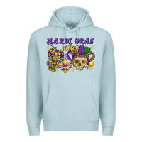 Blue Mist mardi gras vibes skull Premium Hoodie - FaDigitalArtStudio
