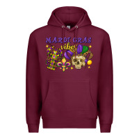 Burgundy mardi gras vibes skull Premium Hoodie - FaDigitalArtStudio