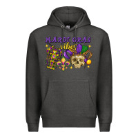 Charcoal Heather mardi gras vibes skull Premium Hoodie - FaDigitalArtStudio