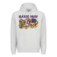 Dove Grey mardi gras vibes skull Premium Hoodie - FaDigitalArtStudio