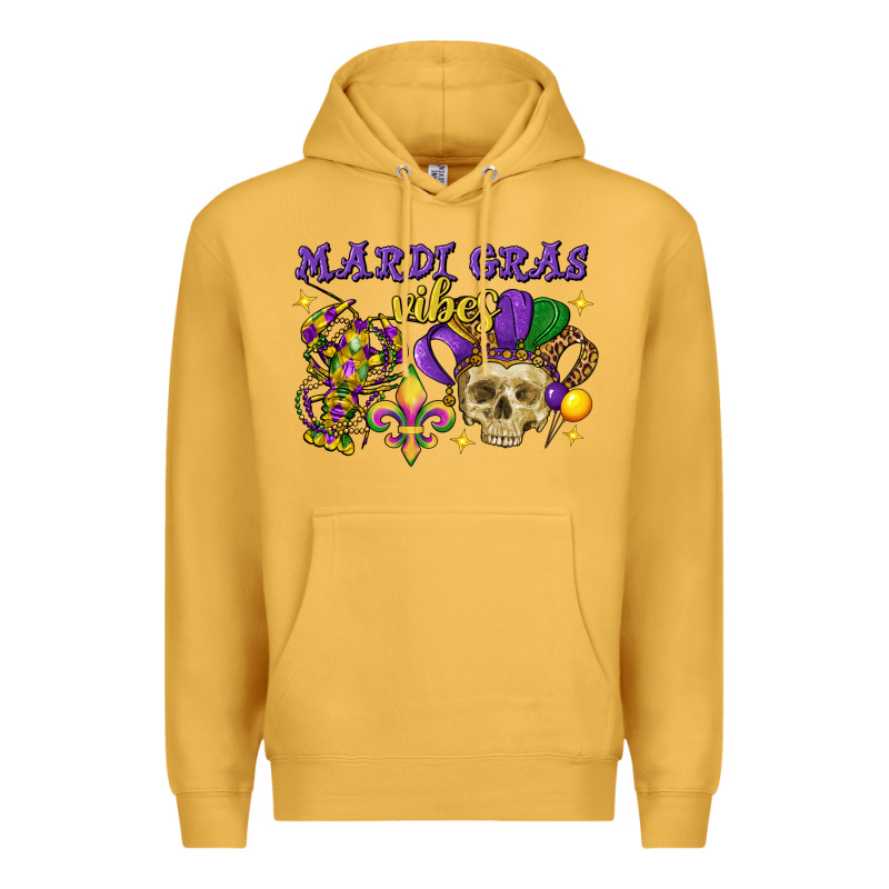Mardi Gras Vibes Skull Premium Hoodie by FaDigitalArtStudio | Teevron