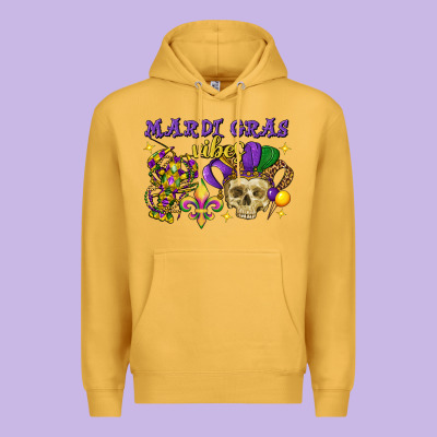 Mardi Gras Vibes Skull Premium Hoodie Designed By Fadigitalartstudio
