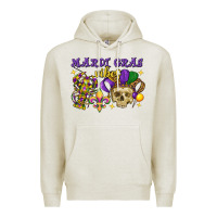 Oatmeal Heather mardi gras vibes skull Premium Hoodie - FaDigitalArtStudio