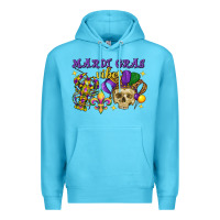 Ocean Blue mardi gras vibes skull Premium Hoodie - FaDigitalArtStudio