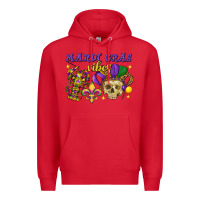 Red mardi gras vibes skull Premium Hoodie - FaDigitalArtStudio