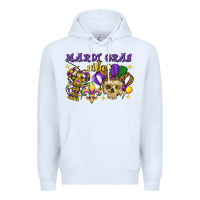 White mardi gras vibes skull Premium Hoodie - FaDigitalArtStudio