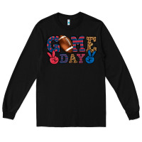 Black Game day red and blue Long Sleeve Tee - HowdyJamesFarm