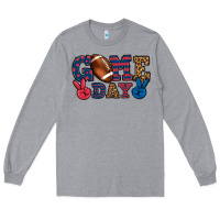 Heather Grey Game day red and blue Long Sleeve Tee - HowdyJamesFarm