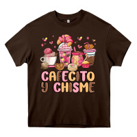 Chocolate Brown cafecito y chisme Heavy Core Tee - MaliasSmallBusiness