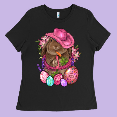 Cowboy Rabbit Easter Ladies Tee Designed By Bundleandbundleshop