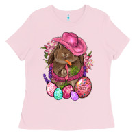 Bubblegum Pink Cowboy Rabbit Easter Ladies Tee - BundleAndBundleShop