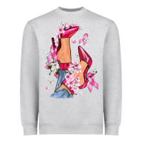 Heather Grey Cancer high heels Breast Cancer Heavyweight Sweatshirt - FaDigitalArtStudio