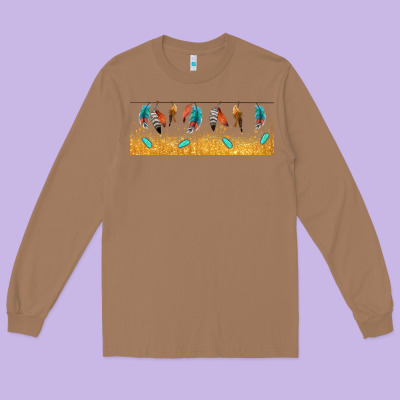 Native American Feathers Long Sleeve Tee Designed By Tumblerdesignbyshophia