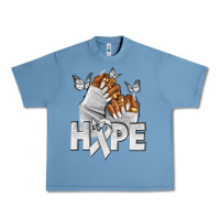 Pebble Blue hope white ribbon lung cancer nails Urban Heavy Tee - NancyCooperArtShop