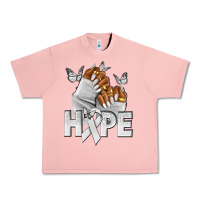Salmon hope white ribbon lung cancer nails Urban Heavy Tee - NancyCooperArtShop