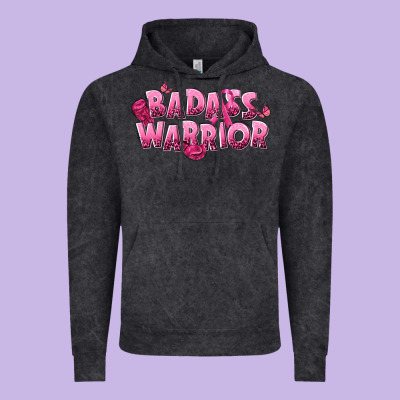 Badass Warrior Breast Cancer Vintage Hoodie Designed By Nancycooperartshop