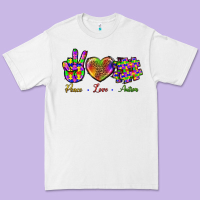 Peace Love Autism Premium Tee Designed By Bundleandbundleshop