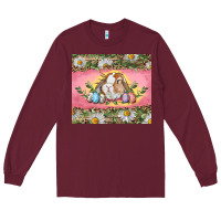 Burgundy Easter bunny and eggs Long Sleeve Tee - RanaPortraitStore