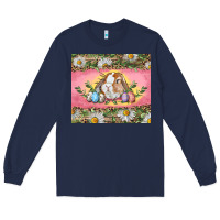 Navy Easter bunny and eggs Long Sleeve Tee - RanaPortraitStore