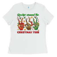 White Rockin' Around The Christmas Tree Ladies Tee - BundleAndBundleShop