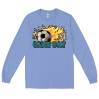 Colony Blue Game day Soccer leopard flames fireball Long Sleeve Tee - HowdyJamesFarm