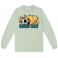 Matcha Game day Soccer leopard flames fireball Long Sleeve Tee - HowdyJamesFarm