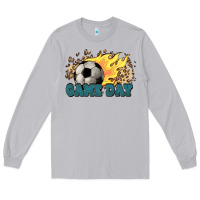 Moon Dust Game day Soccer leopard flames fireball Long Sleeve Tee - HowdyJamesFarm