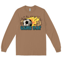 Toasted Coconut Game day Soccer leopard flames fireball Long Sleeve Tee - HowdyJamesFarm