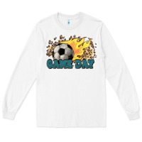 White Game day Soccer leopard flames fireball Long Sleeve Tee - HowdyJamesFarm
