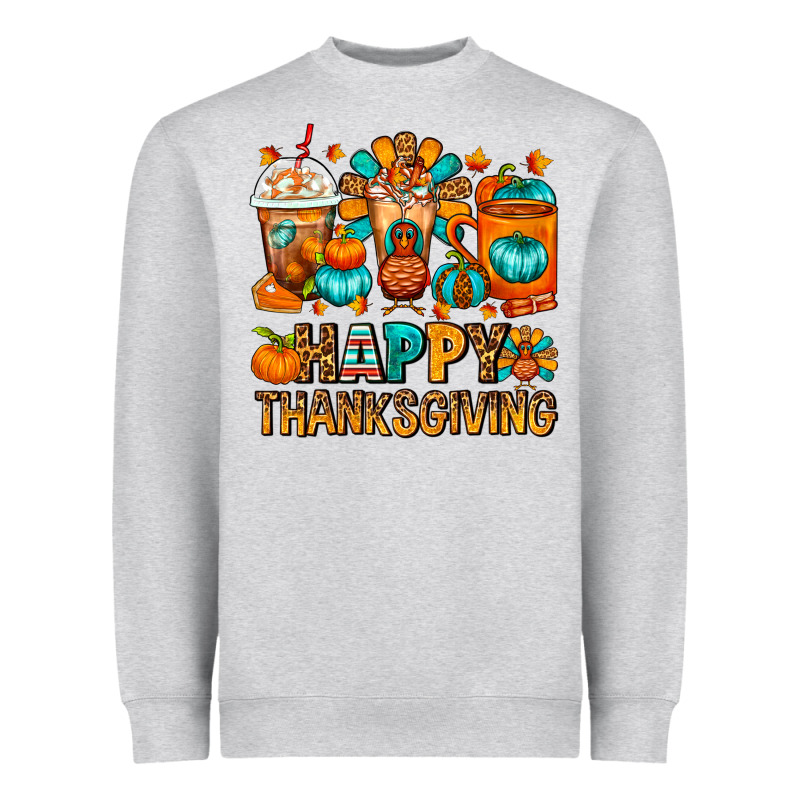 Happy Thanksgiving Coffee Cups Heavyweight Sweatshirt by FaDigitalArtStudio | Teevron